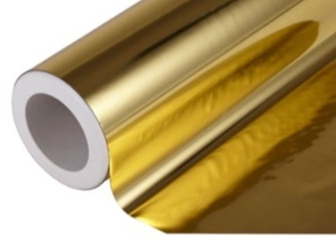Good price 21 μm Film poliestrowy o wysokiej odblaskowości Aurum-Plated Biaxially Oriented   3000m Coil Przemysłowy (Flexographic Printing Substrate) w Internecie